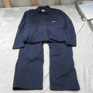 Carhartt FR Flame Resistant Coveralls Mens 42R Navy Blue Work Overalls 28" Long